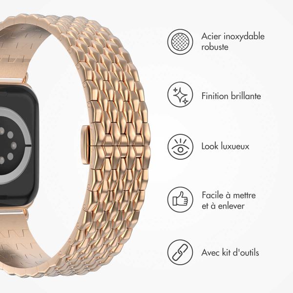 Selencia Bracelet dragon en acier Apple Watch Series 1 á 10 / SE / Ultra (2) (44/45/46/49 mm) - Or Rose