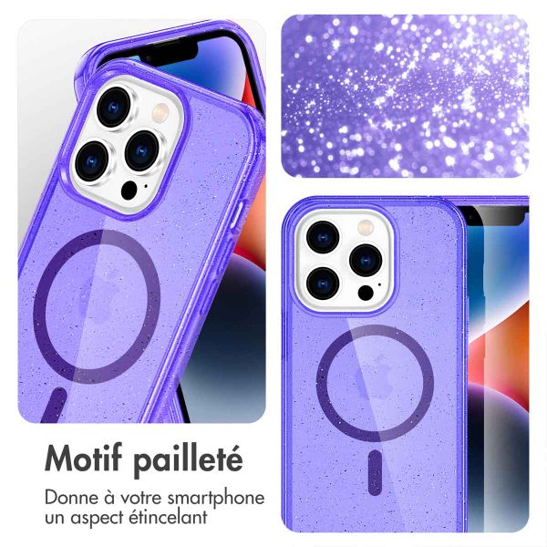imoshion Coque Pailletée avec MagSafe Apple iPhone 14 Pro - Paillettes Violet