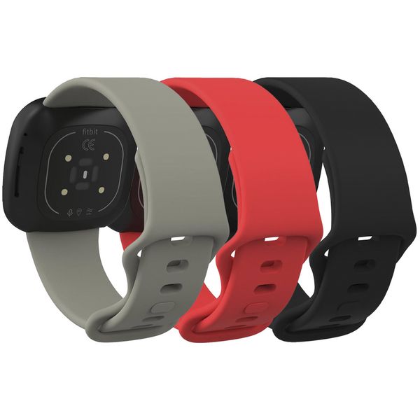 imoshion Multipack bracelet silicone le Fitbit Versa 4 / 3 / Sense (2) - Noir / Gris / Rouge