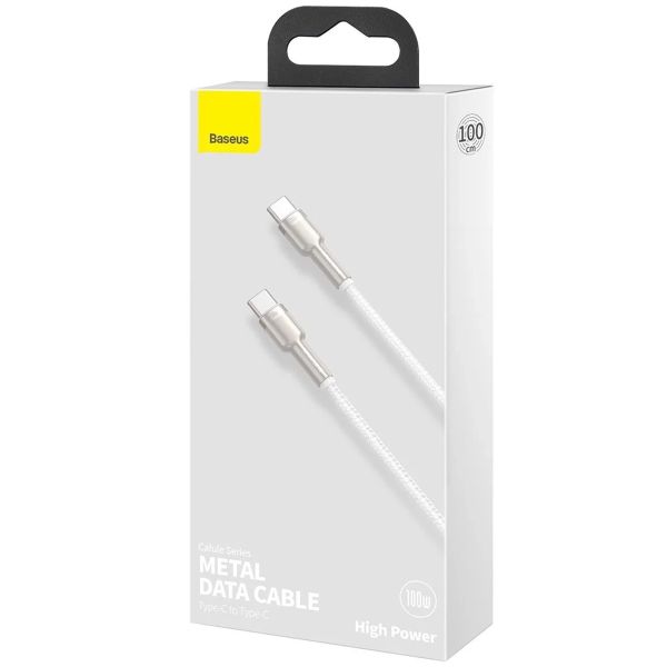 Baseus Cafule Series câble USB-C vers USB-C - Métal - 100 Watt - 1 mètre - Blanc