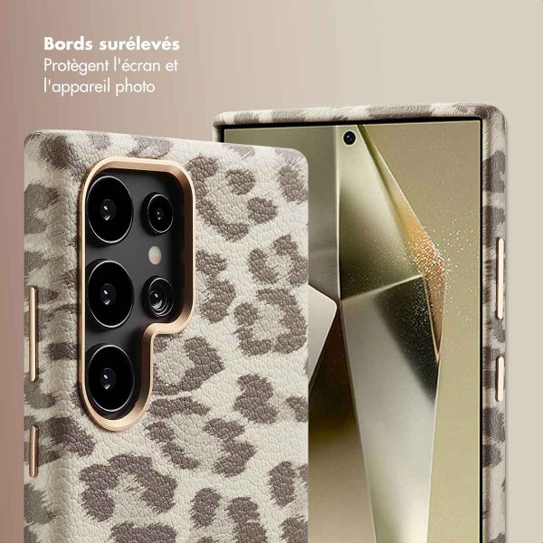 Selencia Coque Sabi imprimé panthère avec MagSafe Samsung Galaxy S24 Ultra - Soft Ivory