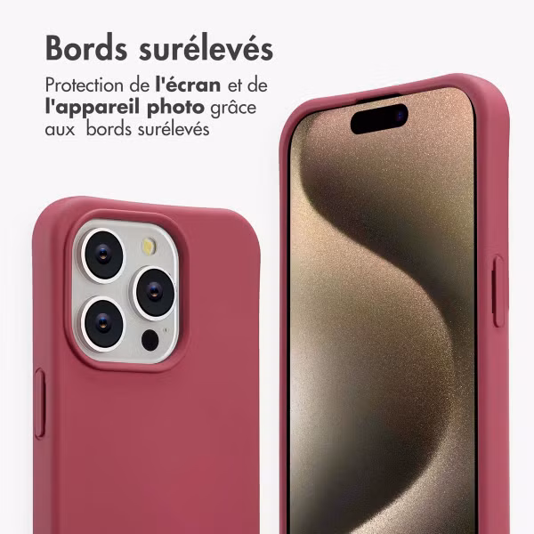 imoshion Coque arrière Color avec cordon amovible et MagSafe Apple iPhone 15 Pro - Raspberry