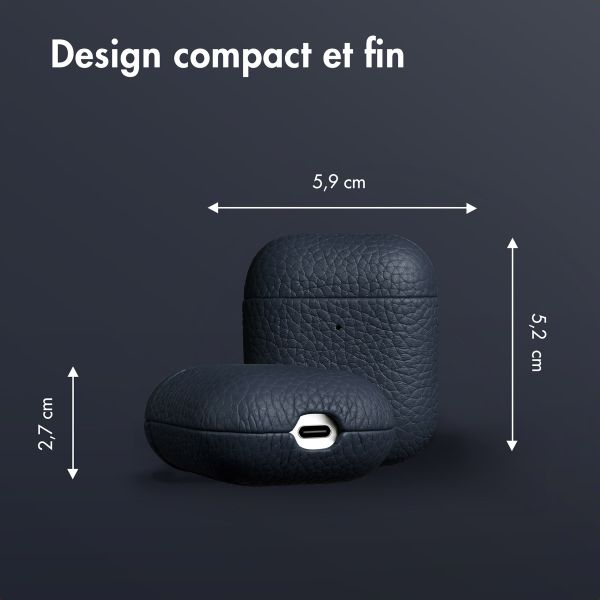 Accezz Coque en Cuir véritable Apple AirPods 1 / 2 - Bleu foncé