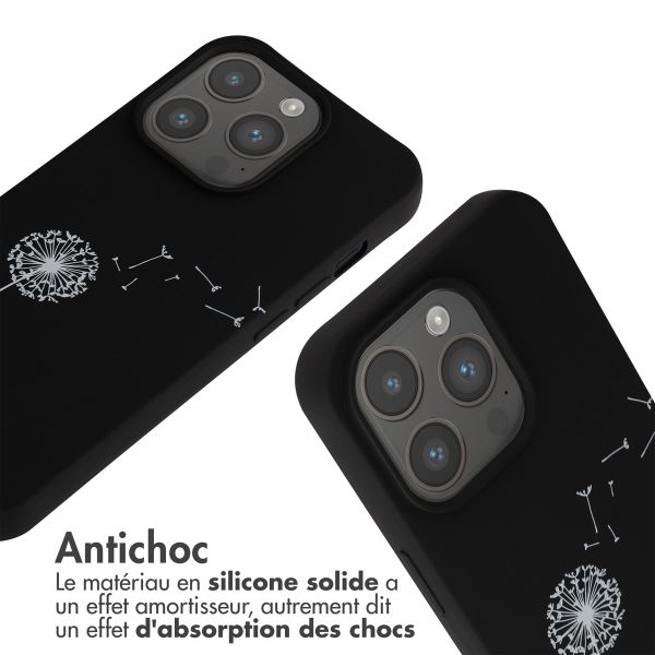 imoshion Coque design en silicone avec cordon Apple iPhone 15 Pro - Dandelion Black