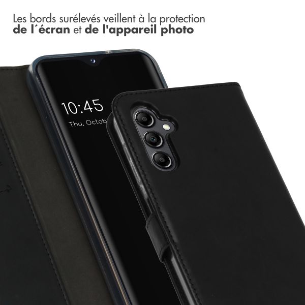 Selencia Étui portefeuille en cuir véritable Samsung Galaxy A14 (5G/4G) - Noir