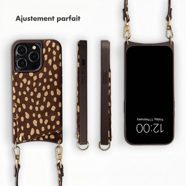 Selencia Nova coque arrière en cuir véritable avec porte-cartes Apple iPhone 14 Pro - Fawn Chic