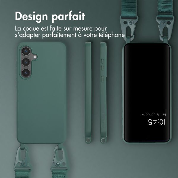 Selencia Coque silicone avec cordon amovible Samsung Galaxy S24 FE - Vert foncé