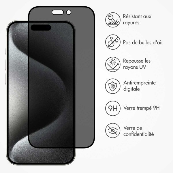 Accezz Protection d'écran en verre trempé Privacy Apple iPhone 15 Pro Max