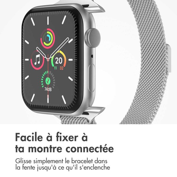 imoshion Bracelet slim Milanese Apple Watch Series 1 t/m 9 / SE (38/40/41 mm) | Series 10 / 11 (42 mm) - Argent