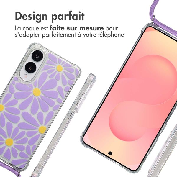 imoshion Coque Design avec cordon Samsung Galaxy S25 Edge - Tropical Violet Flowers Connect