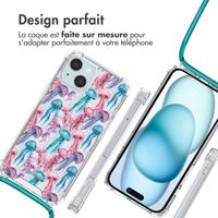 imoshion Coque Design avec cordon Apple iPhone 15 - Jellyfish Watercolor