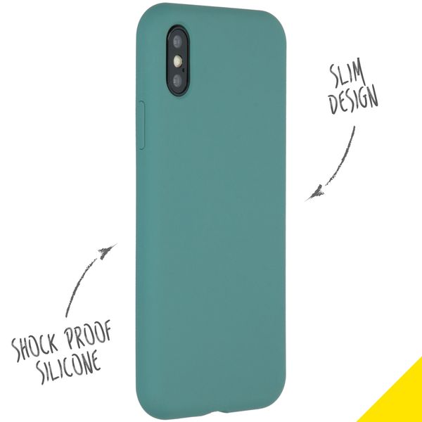 Accezz Coque Liquid Silicone Apple iPhone X / Xs - Vert foncé
