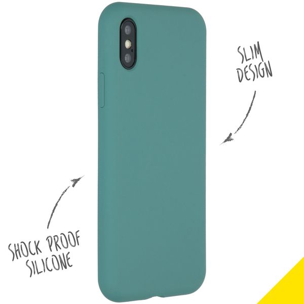 Accezz Coque Liquid Silicone iPhone Xs / X - Vert foncé