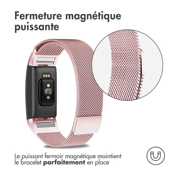 imoshion Bracelet magnétique milanais Fitbit Charge 2 - Taille M - Rose