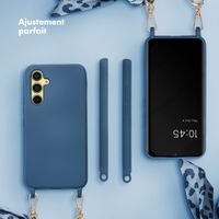 Selencia Coque avec dragonne de luxe Samsung Galaxy A54 (5G) - Bleu