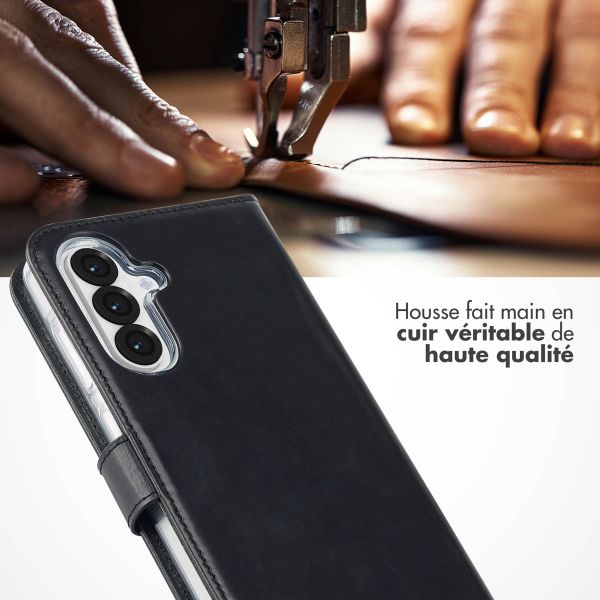 Selencia Étui portefeuille en cuir véritable Samsung Galaxy A36 / A56 - Noir