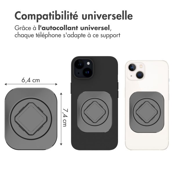 Accezz EasyLock Support de téléphone pour vélo - Avec coque iPhone 15 - Aluminium - Rotation à 360 degrés - Noir