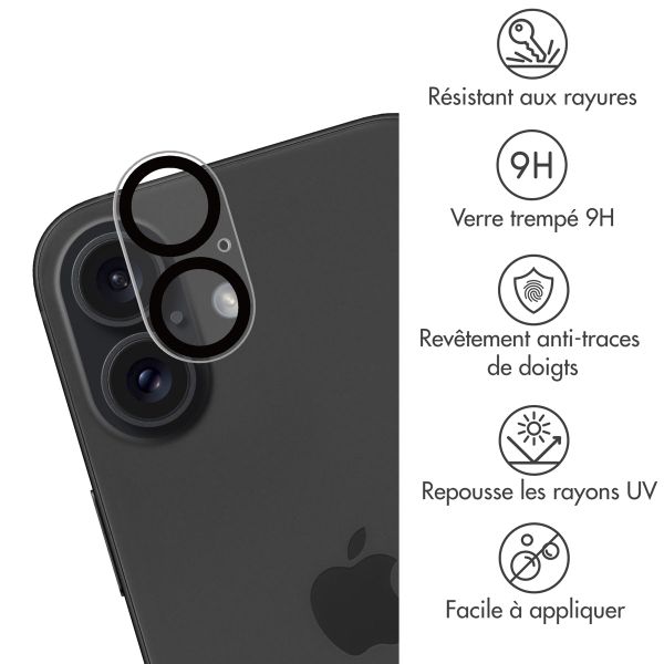 imoshion Protection Caméra en verre trempé 2 Pack pour Apple iPhone 16 / 16 Plus / 17 - Noir