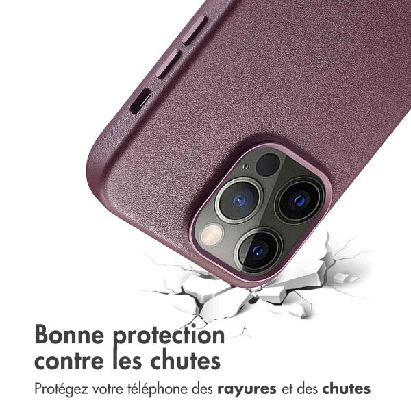Accezz Coque arrière en cuir avec MagSafe Apple iPhone 14 Pro Max - Heath Purple