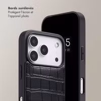 Selencia Coque de télephone Nova Croco avec cordon et porte-cartes Apple iPhone 17 Pro - Noir