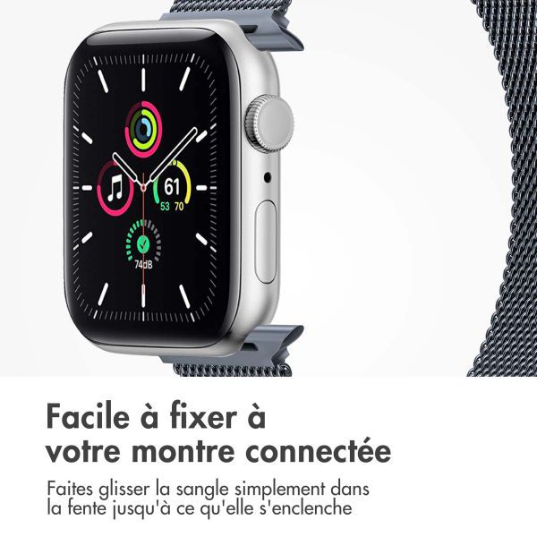 imoshion Bracelet magnétique milanais Apple Watch Series 1 - 9 / SE (38/40/41 mm) | Series 10 / 11 (42 mm) - Taille S - Gris foncé