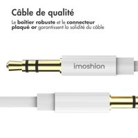 imoshion ﻿Câble AUX - Câble audio 3,5 mm / Jack - Mâle vers mâle - 1 mètre - Blanc