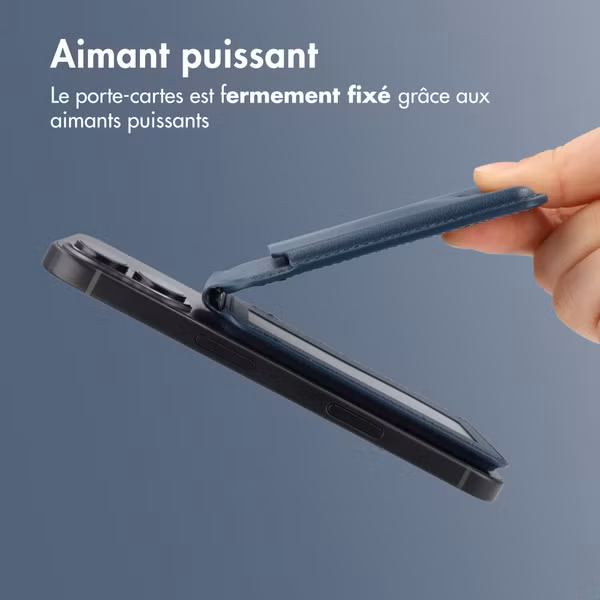 Accezz Portefeuille en cuir magnétique avec support - Compatible avec Apple Find My - Nightfall Blue