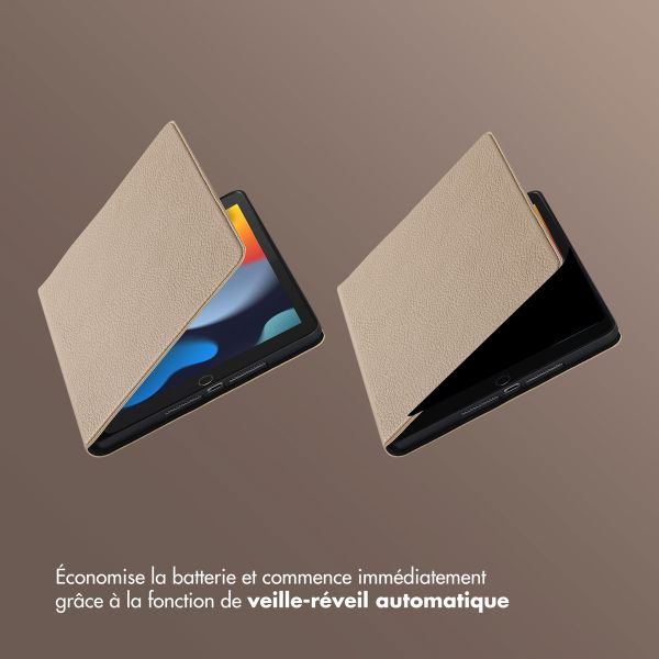 Selencia Coque tablette Riva Apple iPad 9 (2021) 10.2 pouces / iPad 8 (2020) 10.2 pouces / iPad 7 (2019) 10.2 pouces - Beige
