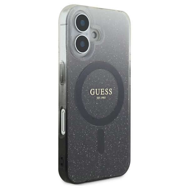 Guess Coque MagSafe IML Glitter Gradient Apple iPhone 16 - Noir