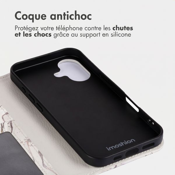 imoshion Étui de télephone portefeuille Design Apple iPhone 16 - Sandy Marble