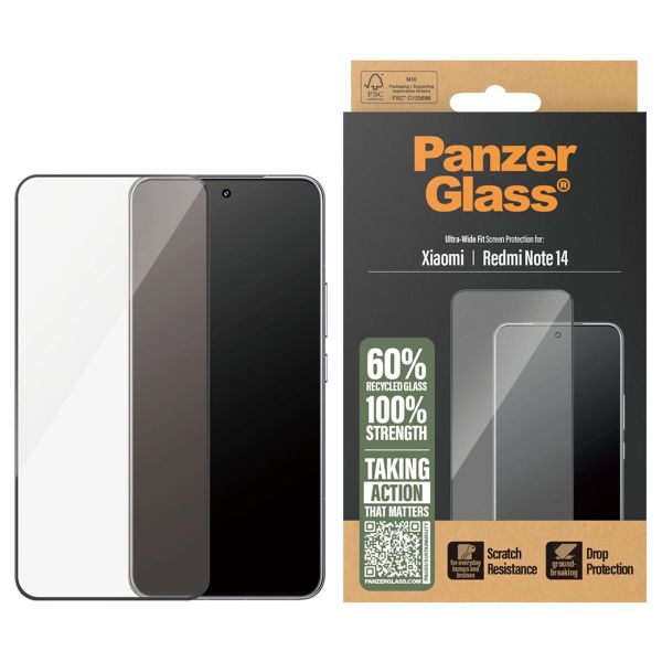 PanzerGlass Protection d'écran Ultra-Wide Fit Anti-bactérienne Xiaomi Redmi Note 14 (4G)