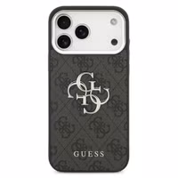 Guess Coque 4G Metal Logo Backcover Apple iPhone 17 Pro Max - Silver Edge - Black