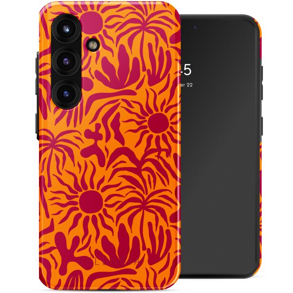 Selencia Coque arrière Vivid Tough Samsung Galaxy S25 - Tropical Vibes Apricot