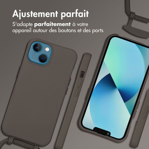 imoshion Coque arrière Color avec cordon amovible et MagSafe Apple iPhone 13 - Black Coffee