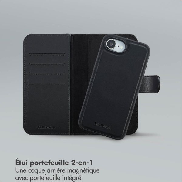 Selencia Étui portefeuille amovible Olyn avec MagSafe Apple iPhone 16e - Noir