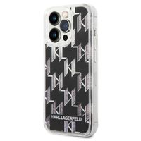 Karl Lagerfeld Coque arrière Liquid Glitter Monogram iPhone 14 Pro - Noir