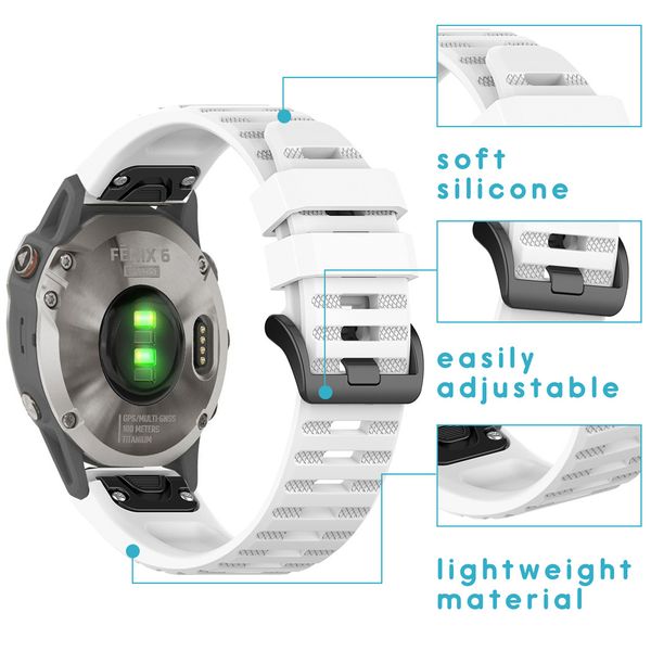 imoshion Bracelet QuickFit® Sport en silicone - Connexion Garmin Watch 22 mm - Blanc