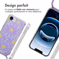 imoshion Coque Design avec cordon Apple iPhone 16e - Tropical Violet Flowers Connect