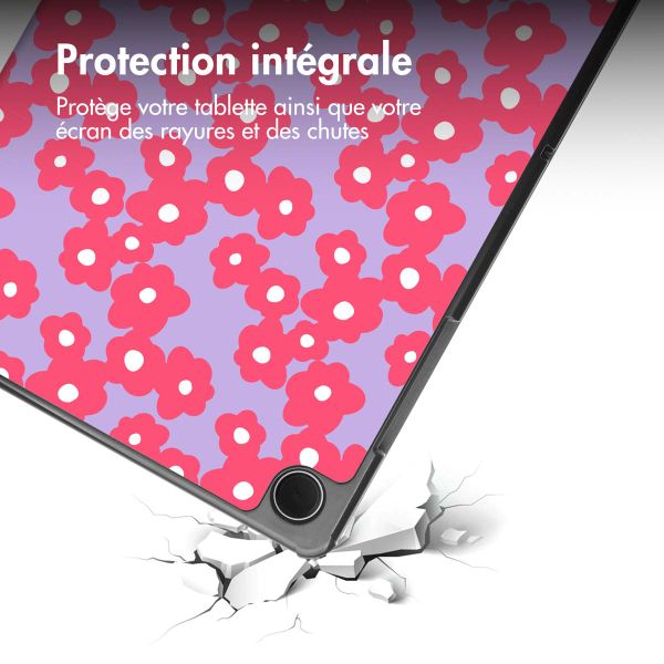 imoshion Coque tablette Design Trifold Samsung Galaxy Tab A11 Plus / A9 Plus - Dusty Rose Blossom