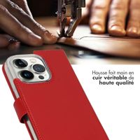 Selencia Étui de téléphone portefeuille en cuir véritable iPhone 14 Pro - Rouge