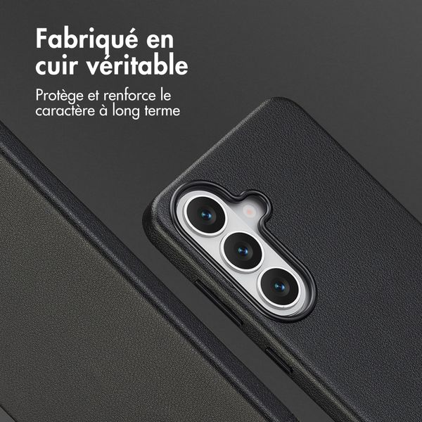Accezz Coque arrière en cuir avec MagSafe Samsung Galaxy S26 - Onyx Black