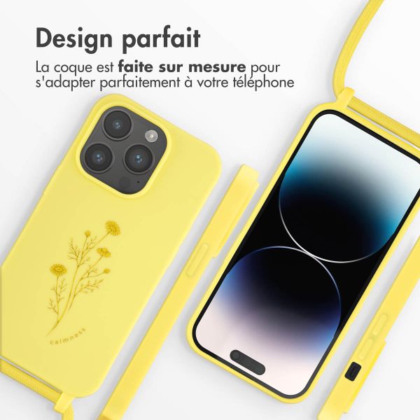 imoshion Coque design en silicone avec cordon iPhone 14 Pro - Flower Yellow