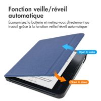 imoshion Étui de liseuse portefeuille Canvas Sleepcover avec support Kobo Libra Colour / Tolino Vision Color - Bleu foncé