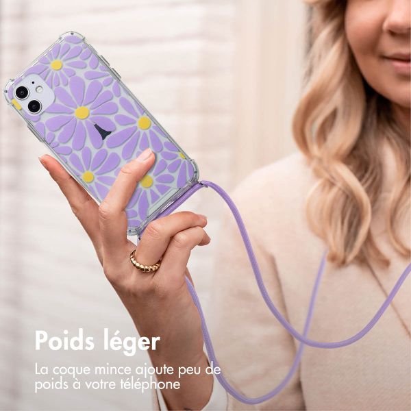 imoshion Coque Design avec cordon Apple iPhone 11 - Tropical Violet Flowers Connect
