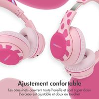 imoshion Casque sans fil pour enfants Unicorn LED Light - Limiteur de décibels - Avec câble AUX - Pink / Hot Pink