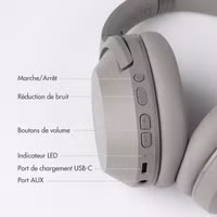 Selencia Casque sans fil Urban Play - Réduction active du bruit (ANC) - Avec étui de rangement - Cosy Grey