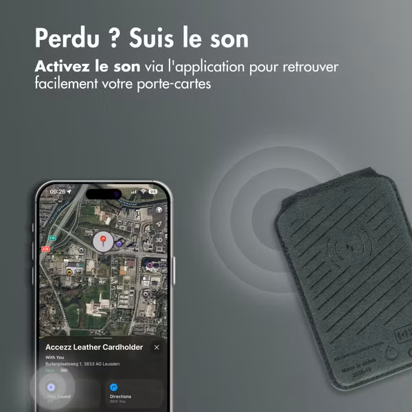 Accezz Portefeuille en cuir magnétique avec support - Compatible avec Apple Find My - Cedar Green