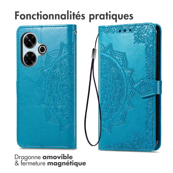 imoshion Etui de téléphone portefeuille Mandala Xiaomi Redmi 13 (4G) - Turquoise