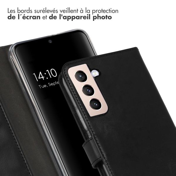 Selencia Étui portefeuille en cuir véritable Samsung Galaxy S22 Plus - Noir