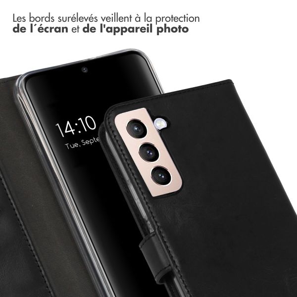 Selencia Étui de téléphone portefeuille en cuir véritable Samsung Galaxy S22 Plus - Noir